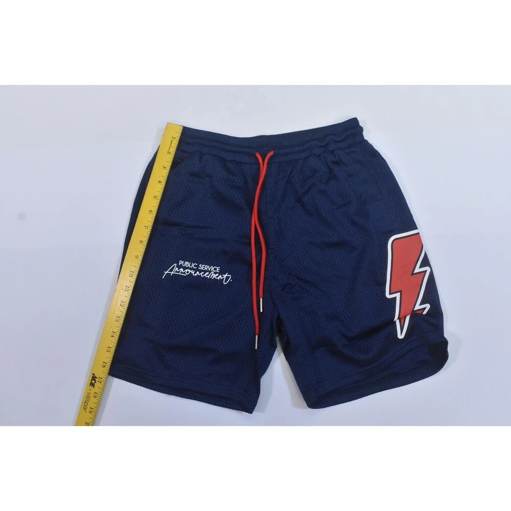 PSA Tastemaker Shorts Mens XS Blue Mesh Lightning Bolt Athletic Pockets Gym